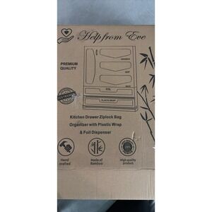 Help From‎ Eve Bamboo Kitchen Drawer Organizer Ziplock Bag Foil Dispenser